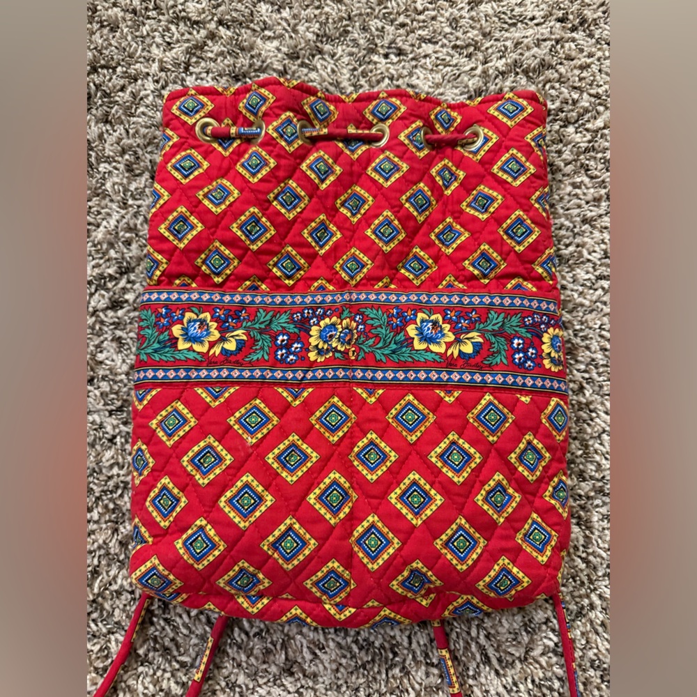 Vintage 2003/4 Vera Bradley Villa Red Drawstring Bag